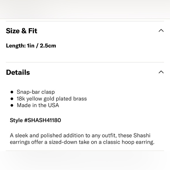 Shashi Dominique Gold Hoops NIB 1” Shopbop - Picture 3 of 4